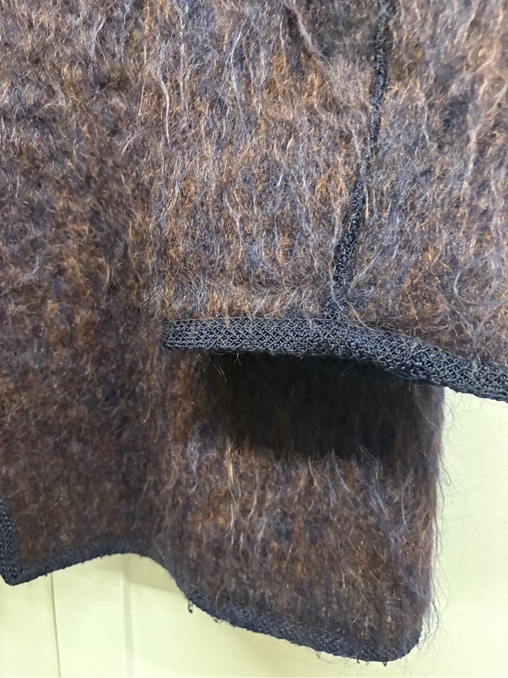 Vintage Purple/Aubergine & Brown Mohair-Cardigan with Snap Buttons - Picture 5 of 10